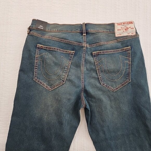 True Religion Rocco Jeans Men's 36x32 NWT Relaxed Wide Leg Acid Wash NEW - Picture 11 of 16